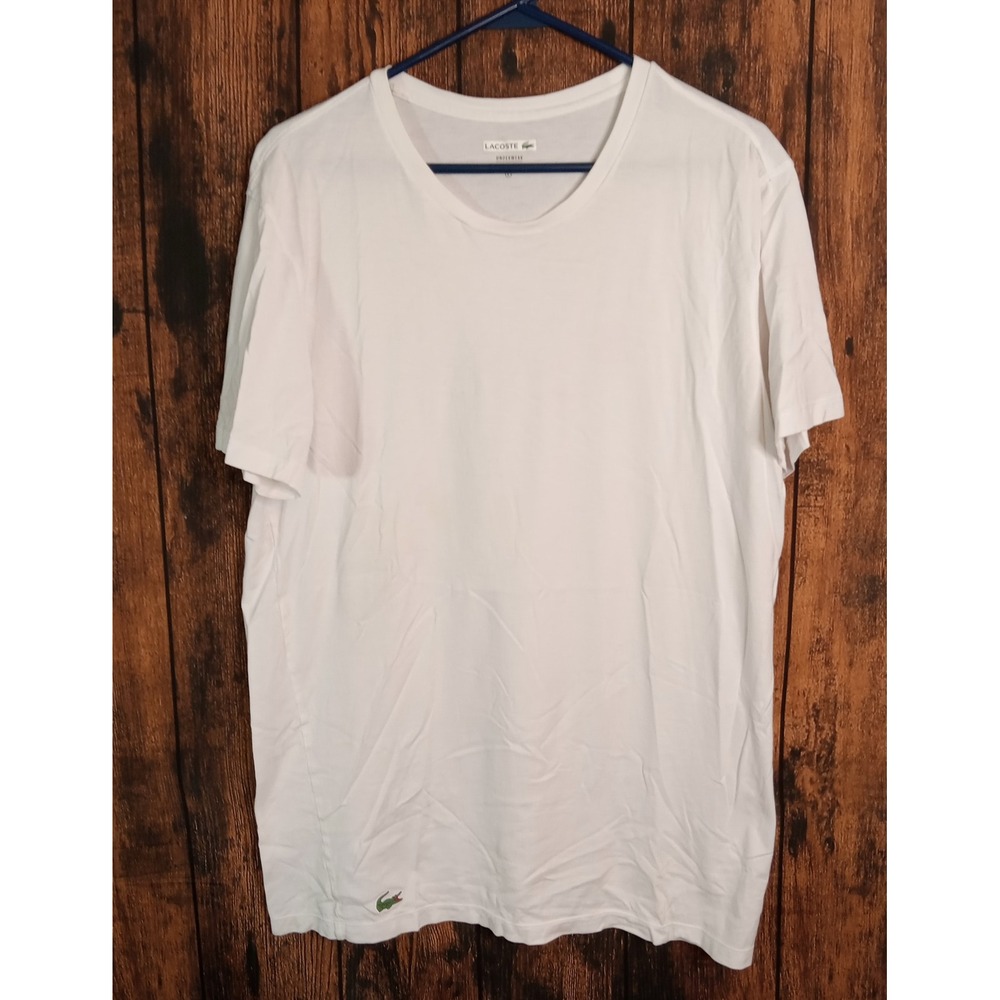 Lacoste Mens Supima Cotton Crewneck T-Shirt White Underwear Logo Size L